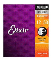 ELIXIR STRINGS Acoustic Nanoweb 80/20 .012-.053B - PickersAlley
